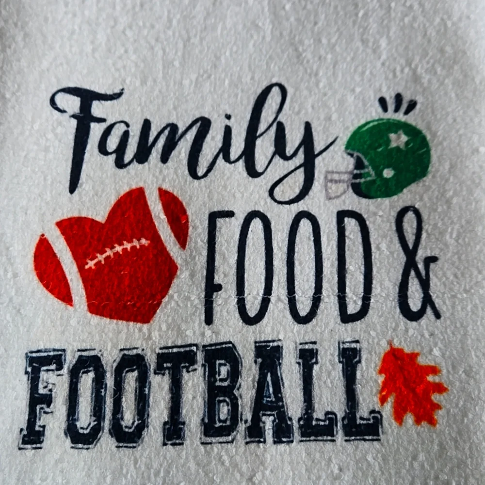 Soft kitchen dish towel hand towel duo football set. Kitchen bath giftable